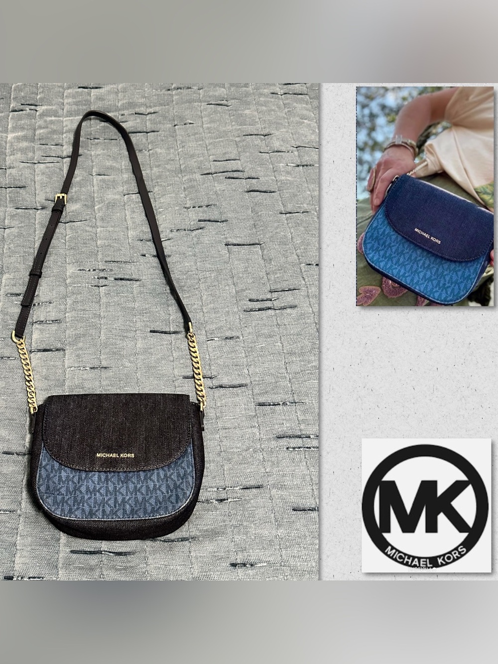 Michael Kors Denim Half-Dome Crossbody Purse